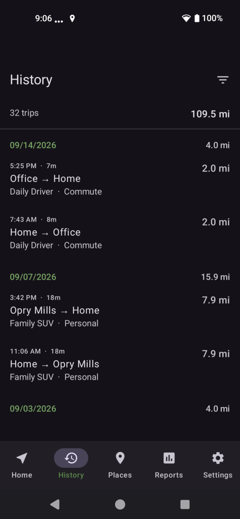 OwnMiles History List