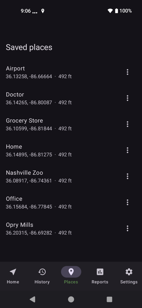 OwnMiles Saved Places List