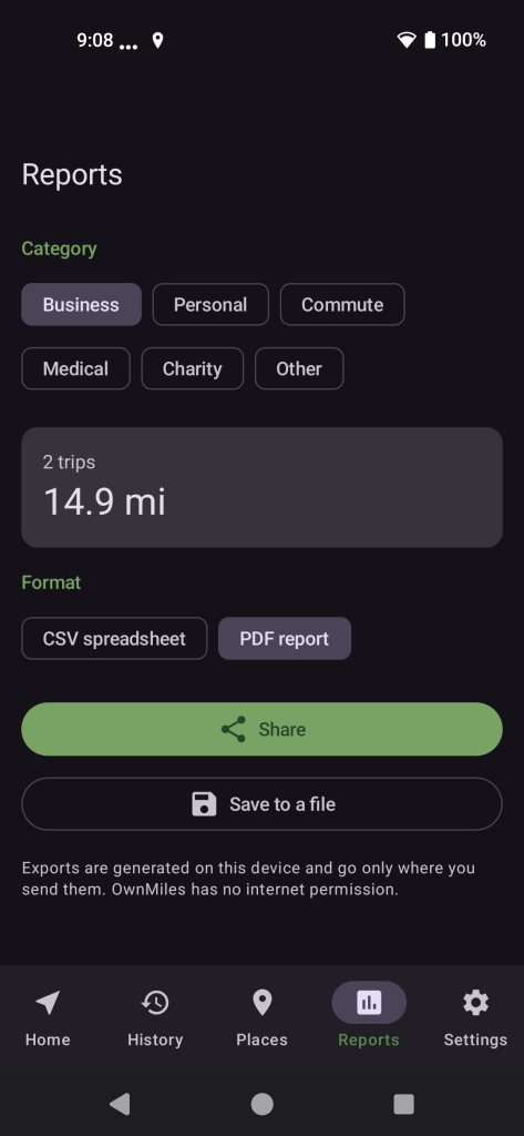 OwnMiles Report Selection 2