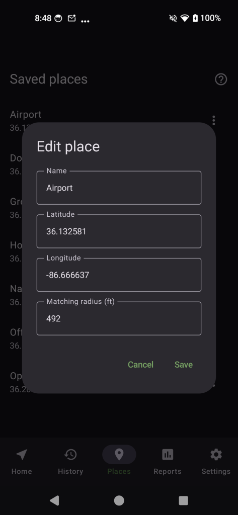 OwnMiles Saved Places Edit